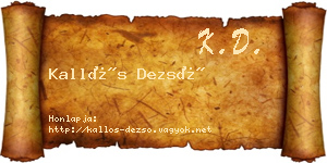 Kallós Dezső névjegykártya